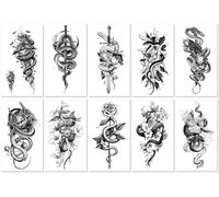 10 Sheets Japanese Half Arm Waterproof Tattoo Stickers Symbol Flower Snake Sword Totem Temporary Tattoo
