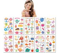 10 Sheets Kids Cartoon Afternoon Tea Tattoo Waterproof Creative Coffee Milk Tea Cake Dessert Stickers