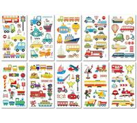 10 Sheets Kids Cartoon Glow-In-The-Dark Traffic Tattoo Stickers Waterproof Cute Temporary Stickers For Boys And Girls