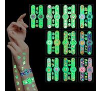 10 Sheets Kids Watch Glow in Dark Temporary Tattoos, Fun Neon Temporary Stickers, Safe & Waterproof, Boys Girls Birthday Party Favors, Halloween Costume Accessories