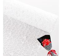10 Sheets Korean Style Flower Wrapping Paper 19.5x26'' Jacquard Net Mesh Openwork Floral Wrapping Paper Valentine's Day Florist Bouquet Supplies,for DIY Crafts Bouquet Gift Packaging (White)