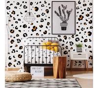 10 Sheets Leopard Print Wall Stickers White and Yellow Leopards Wall Decals Murals Art Design Wall Decals for Teen Bedroom Playroom Nursery Kindergarten Classroom Car Door Living Room Decoration