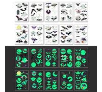 10 Sheets Luminous Bat Temporary Tattoos for Kids, Halloween Bat Theme Glow In The Dark KidsTattoos Sheets for Boys and Girls, Party Bag Fillers Halloween Cosplay Makeup Accessories Holiday Party Gift