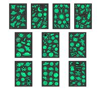 10 Sheets Luminous Temporary Tattoos Stickers, Fake Tattoos Space Cartoon Tattoos, Glow in the Dark Tattoo Sticker, Cosmos/Space/Rocket/UFO Party Gift Bag Fillers