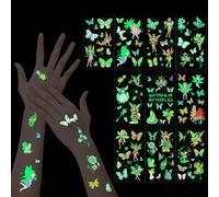 10 Sheets Magical Fairy and Butterfly Glow in the Dark Temporary Tattoos, for Kids Designs, Safe Temporary Tattoos Stickers, Girls Party Favors, Halloween Costume Accessories