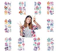 10 Sheets Mermaid Tattoo Children, Glitter Tattoo Children, Mermaid Accessories, Waterproof Adhesive Tattoos, Gift for Children's Birthday Parties Girls