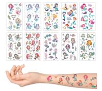 10 Sheets Mermaids Temporary Tattoos Stickers for Kids,Childrens Fake Tattoo Sticker Set Multiple Patterns Waterproof Removable Stickers for Prizes Birthday Party Bag Fillers for Boys Girls