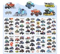 10 Sheets Monster Truck Tattoo Children, Monster Truck Children's Tattoo Boys, Skin-Friendly Farm Car Tattoo Stickers, Waterproof Temporary Tattoos for Party Fun