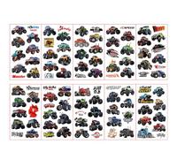 10 Sheets Monster Truck Tattoos for Kids - Temporary Car Stickers, Cartoon Face Tattoo Toys for Children's Birthday Party Bag Filler