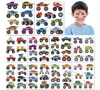 10 Sheets Monster Truck Temporary Tattoos for Kids Waterproof Fake Tattoo Stickers Cartoon Car Designs Fun Decals for Boys and Girls