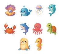 10 Sheets Ocean Stickers for Kids, 200pcs Under The Sea Animal Stickers Cute Sea Creature Life Labels Waterproof Ocean Theme Party Favor Decorations for Water Bottle Computer Craft Supplies