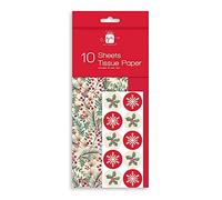 10 Sheets of Christmas Tissue Paper Traditional Holly Design Present Gift Wrapping