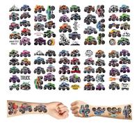 10 Sheets of Tattoo Children's Boys Monster Truck Children's Tattoos Cool Trucks Children's Tattoos Stickers Waterproof Skin-Friendly Cool Children's Tattoos for Party Bags Children's Birthday Party