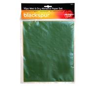 Blackspur 10pc Sandpaper Set Mixed Grits - Wet Dry Fine Sheets Medium Coarse 10 - wet dry sandpaper fine sheets medium coarse 10 grits 10pc