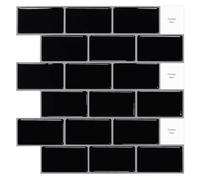(10-Sheets) Peel and Stick Subway Tile Stickers, Self Adhesive Wall Tiles, Stick on Tile Splashback for Kitchen & Bathroom Black