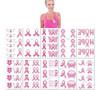 10 Sheets Pink Ribbon Waterproof Sweat Repellent Campaign Temporary Tattoo Stickers Women'S Day