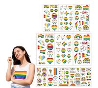 10 Sheets Pride Tat-toos,Rainbow Temporary Tat-toos,Festival Accessories,Rainbow Stickers,Tat-too Stickers for Festivals Celebration Decoration,Long-Lasting & Waterproof,Easy to Use and Remove