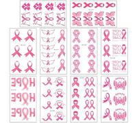 10 Sheets Ribbon Tattooed Stickers For Women Breast Cancers Awareness Stickers Temporary Tattooed Stickers