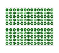 10 Sheets Round Number Stickers, 1 to 50 Consecutive Number Stickers, Waterproof Number Stickers, Self Adhesive Numbers Stickers, Green