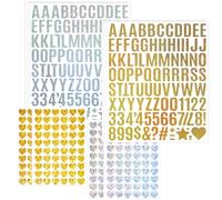 10 Sheets Silver & Gold Letter Stickers, 1 Inch Alphabet & Number, 0.5 Inch Heart for Scrapbooking, Gifts, Glitter Self-Adhesive Vinyl Stickers for Mailbox, Water Bottle, Scrapbook, Notebook