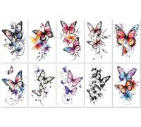 10 Sheets Skull Rose Butterfly Eagle Temporary Realistic Tattoo Stickers