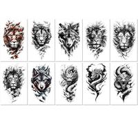 10 Sheets Skull Rose Butterfly Eagle Temporary Realistic Tattoo Stickers