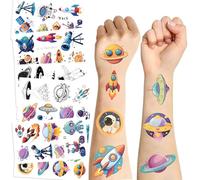 10 Sheets Space Temporary Tattoos for Girls - Space Kids Tattoo Stickers, Waterproof Fake Tattoos for Birthday Party Favors, Party Bag Fillers & Gifts
