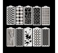 10 Sheets Stencils for Crafts Reusable Texture Stencils for Painting Mixed Media Layering Stencils for Furniture Painting DIY Craft Cards Making Cake Decorating (B)