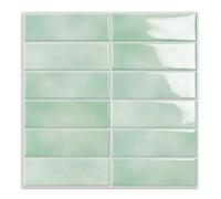 10 Sheets Subway Tile Peel and Stick Backsplash,12”×12”Light Green Self Adhesive Wall Tiles Stick on Back Splash for Kitchen,Bathroom,Camper