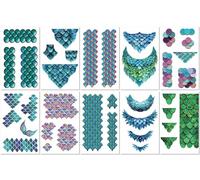 10 Sheets Summer Beach Cartoon Fish Scale Temporary Tattoos For Kids Waterproof Arm Stickers Ocean-Themed Stickers