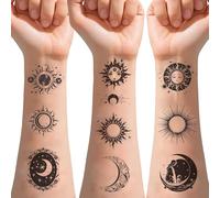 10 Sheets Sun And Moon Tattoo Stickers Waterproof Temporary Sticker Set For Children'S Arms And Face