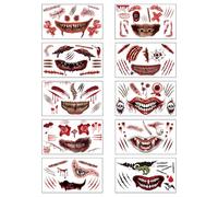 10 Sheets Temporary Tattoo for Kids. Halloween Scars Waterproof Paper Tattoo Stickers,for Teens Boys and Girls Arm Face Transfer Tattoos,for Kids Birthday Party Gifts Party Bag Fillers