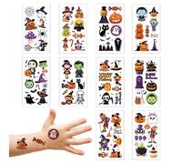 10 Sheets Temporary Tattoo for Kids, Halloween Themed Tattoos Stickers, Spooky Pumpkin Bats Waterproof Fake Tattoo, Halloween Kids Party Bag Favours, Loot Bag Fillers Lucky Dip for Boys and Girls