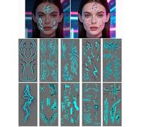 10 Sheets Temporary Tattoos Demon Children, Rosymormor Witch Blood & Sci-Fi Face and Body Art Stickers, Anime Hunter Cosplay Lightning Fake Tattoos for K-Pop Raves Halloween Parties Coachella and