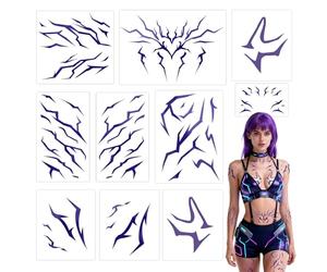 10 Sheets Temporary Tattoos,Waterproof K Korea Demon Tattoos, Stickers Cosplay Accessories,Purple Fantasy Markings for Cosplay Festivals Halloween Themed Events,Easy to Apply and Remove