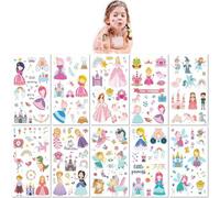10 Sheets Temporary Temporary Tattoo Stickers For Girls Princesses Princes Cute Colorful Children'S Cartoon Fairy Tale Stickers