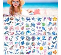 10 Sheets Underwater World Cartoon Temporary Tattoos For Kids' Parties Funny And Quirky Gifts Face Decorations