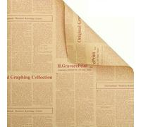 10 Sheets Vintage Kraft Wrapping Paper, Brown English Newspaper Style Outer Present Packaging