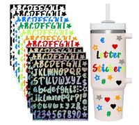 10 Sheets Vinyl Letter Stickers, Small Mailbox Alphabet Stickers, Adhesive Stick on Letters, Glitter Numbers Sticker for Scrapbooking Water Bottles Bulletin Board (10)