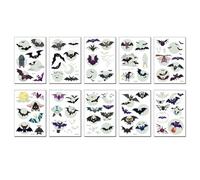 10 Sheets Waterproof Fluorescent Green 3D Halloween Temporary Bat Glow In The Dark Tattoo Sticker