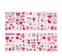 10 Sheets Waterproof Temporary Tattoos for Valentine's Day - Heart Love Kiss Fake Tattoos - Wedding Decor Stickers(Set-203)