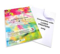 10 Sheets White Matt Waterproof A4 Vinyl Sticker Paper - Self Adhesive Printable PVC Label Sheets for Laser Printers Only, 210 x 297mm, Sticker Making, Signs & Decals
