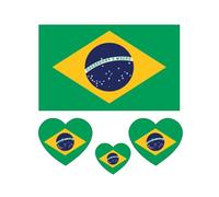 10 Sheets World Country Flag Temporary Tattoos for World Cup, Waterproof Sweat National Flag Removable Fake Tattoos for Sports Events Celebration Party (Brazil)