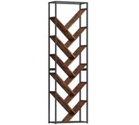 10 Shelf Industrial-Style Bookshelf - Black Brown Rustic Brown and Black