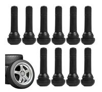 10 Short Rubber Tire Valve Stems - Standard Airtight Rubber Stem Replacement Kit with Dust Caps and Tire Repair Tools