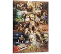 10 Sikh Gurus Ten Gurus Poster Paintings, Canvas Wall Art Picture Print, Bedroom Modern Home Décor 40X60 Cm Unframed