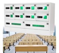 10-Slot Phone Charging Station with 3-in-1 Ports Double Lock Security for Mobile Devices Portable Locker for Offices & Schools Perfect for Classrooms and Shared Spaces