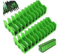 10-Slot Plier Organizer with Non-Slip Base, 2-Pack Green Plastic Tool Rack for Drawer Storage, Fits 3" Tools