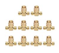 10 SMA Tee Adapter, Wide Bandwidth 3 Way T Type Splitter, SMA Connector, OFC Material for GPS, Connectors & Adapters, Easy to Use with High Performance and Extensive Uses