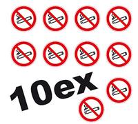 10 small round NO SMOKING stickers - 5cm.